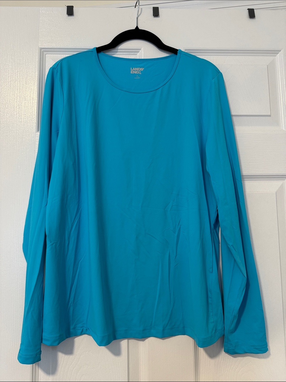 Lands' End Women's SunShade UPF 50 Long Sleeve Rash Guard Swim Tee Size L